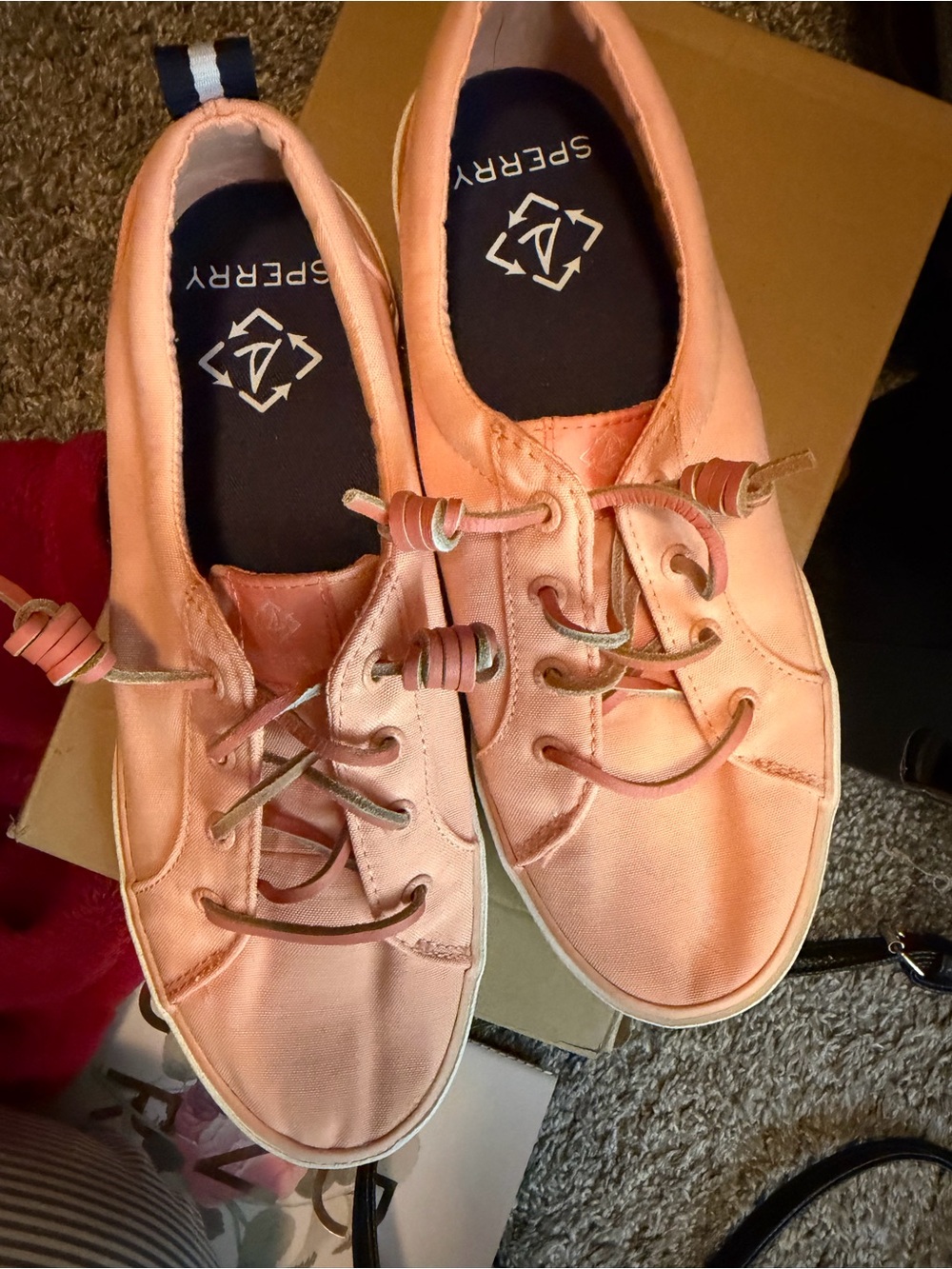 Sperry Women's Coral Pink Canvas Lace-Up Sneakers